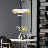 COCOL Lustre LED Lampe Suspendue Feuille D'or Suspendus Lumières Chapeau En Or Noir Lustre Lampe Ligne Suspendue Hauteur Réglable Intégré Restaurant Salon Hôtel Café Bar 11 W (White)