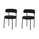 JZGORC Lot de 2 Chaises de Salle à Manger, Chaise Rembourrée en Velours Teddy, Convient pour Salle à Manger, Salon, Chambre, Salle de Conférence - Noir