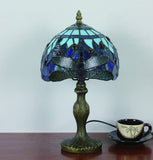 Tokira Lampe de Table Tiffany Libellule Bleu de Mer 8 Pouces, Rétro Vitrail Abat-jour, Lampe Pour le Salon Chambre, Lumières de Restaurant[Sans Ampoule]