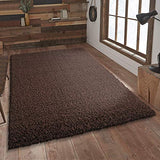 SANAT Tapis de salon, à poils longs, marron foncé, 160 x 230 cm