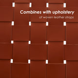Chaise longue scandinave en cuir tissé cognac - Style bohème - Pour salon, chambre à coucher, balcon, véranda - En cuir synthétique marron