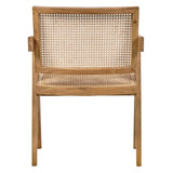 Meubletmoi Fauteuil Lounge en Bois Massif avec Cannage en Rotin - Style Naturel et Exotique - Bruno