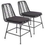 Happy Garden Lot de 2 chaises OKA en rotin synthétique Noires avec Coussins, résistant UV et déperlant