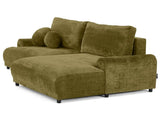 Lisa Design - Nelly - canapé d'angle Droit 4 Places Convertible avec Coffre en Velours texturé, Vert Olive