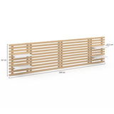 IDMarket - Tête de lit Suspendue en Lattes AVA 240 cm Bois Clair et étagères Blanches