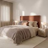 KLAST Tête de Lit Line, Polyester, Mousse Polyuréthane, Contreplaqué, Terracotta, Style Contemporain, Rembourré, 120 x 165 cm