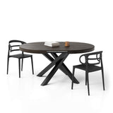 MOBILI FIVER, Table Ronde Extensible Emma, 120-160 cm, Noyer américain, avec Pieds Noirs croisés, pour 4-6 Personnes, Table Extensible pour Cuisine, Salon, Made in Italy