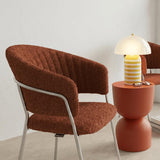 Lot de 2 chaises en Tissu bouclé Rouille et piètement chromé - Isya