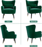Vesgantti Fauteuil en Velours avec Oreiller Lombaire Fauteuil Scandinave Chaise Fauteuil Relax Confortable Pieds en Métal pour Salon Chambre 67 x 82 x 89 cm Charge Max. 180kg - Vert