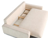 Lisa Design - Pivoine - canapé Droit 3 Places - Convertible avec Coffre - en Velours texturé, Beige