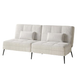 COMHOMA Canapé-lit avec Fonction de Couchage - Housse futon Convertible - Canapé d'angle - Canapé d'invité 3 Places - avec Dossier réglable en Velours côtelé Beige