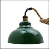 LEDSone Suspension vintage en métal pour plafond industriel - Chanvre - Gouttes - Suspension - Ombre (vert)