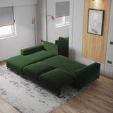 Selsey Mokpeo Canapé d'angle Convertible avec Coffre et Pieds Noirs 244 cm de Large (revêtement Velours Vert Bouteille, méridienne à Gauche)