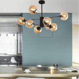 DRYIC Lustre, Lustre Suspension Globes En Verre Spoutnik Suspension Pour Îlot de Cuisine Salon Chambre Salle À Manger/Amber/8-