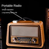 SHABD Portable en Bois RéTro Radio sans Bluetooth Haut-Parleurs HiFi StéRéO AM/FM Lecteur de Radio USB TF AUX MP3, Couleur Acajou