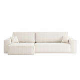 LOUNGITUDE Canapé Farah d'angle Max réversible et Convertible 5 Places en Tissu Bouclette