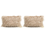 Dricar Coussin Fausse Fourrure, Lot de 2 Housse de Coussin 30x50cm de Canapé en Fausse Fourrure Deluxe Décoratif Maison Chambre Lit Super Doux Peluche Mongolie Taie d'oreiller(Marron)