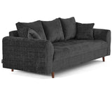 Lisa Design - Rune - canapé Droit 3 Places en Velours texturé, Gris Anthracite