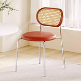 ZXTRYBHD Chaises Salle Manger en Rotin, Chaise Table a Manger Rembourrée avec Dossier en Canne et Pieds en Métal, Chaise Rotin pour Restaurant, Café, Bar (Color : Orange)