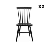 Alice's Home - Lot de 2 chaises Noires à barreaux en Bois d'hévéa. Romie. L 50.8 x P 44.2 x H 90cm
