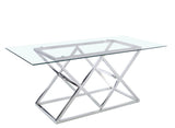 DecoInParis Table à Manger rectangulaire en Verre et Pieds argentés Janice