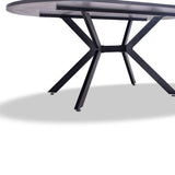 FRANKYSTAR Marui - Table à manger ovale en bois et métal avec pied central Ashi 150 x 90 cm - gris effet bois