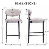 chairus Lot de 2 Tabourets de Bar de Cuisine Tabourets de Comptoir de Déjeuner en Fausse Fourrure avec Cadre en Métal (Gris)