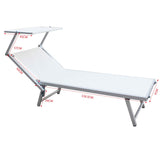 Rebecca Mobili Chaise Longue, Lit De Soleil avec Baldaquin, Blanc, Aluminium PVC Polyester, Jardin Mer - Dimensions 38x186x61 (HxLxP) - Art. RE6567