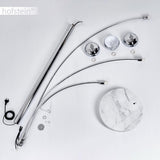 Lampadaire Nikkala, lampe sur pied en métal/verre en couleur chrome/blanc, luminaire au design moderne, abat-jour réglable, interrupteur on/off sur le boîtier, hauteur 240 cm, 3 x E14, sans ampoules