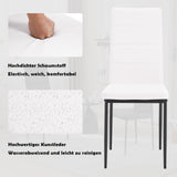 WOLTU Chaise Salle à Manger Lot de 4, Chaise Cuisine avec Dossier Haut, Siège Rembourré en Similicuir, Pieds en Métal, Design Moderne, pour Salon, Cuisine, Salle à Manger, Blanc, EZS46ws-4