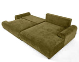 Lisa Design - Nelly - canapé d'angle Droit 4 Places Convertible avec Coffre en Velours texturé, Vert Olive