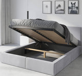 Interbeds Lit rembourré Double avec Coffre sommier Cadre de lit tapissé (Gris, 160x200)