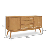 IDIMEX Buffet Salle à Manger Tivoli L 145 cm en Bois Massif Finition Bois Naturel teinté avec 3 tiroirs et 2 Portes battantes, Un Meuble de Rangement Style scandinave, Finition élégante