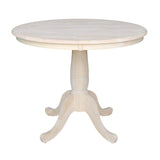 International Concepts IC Table de Salle à Manger Ronde en Bois véritable Massif, Bois de parawood Robuste, 91,4 cm, Brut