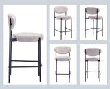 chairus Lot de 2 Tabourets de Bar de Cuisine Tabourets de Comptoir de Déjeuner en Fausse Fourrure avec Cadre en Métal (Gris)