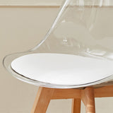 GrandCA HOME Lot de 2 Chaises de Salle à Manger avec Coussin de Siège en Cuir PU, Chaises Latérales Transparentes pour Cuisine, Salle à Manger, Chambre à Coucher (Blanc/PU)