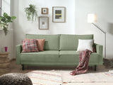 Lisa Design - Canapé Convertible avec Coffre Charlie en Velours Côtelé - Canapé Lit - Sofa Vert Sauge 3 Places - Salon