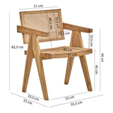 Meubletmoi Fauteuil Lounge en Bois Massif avec Cannage en Rotin - Style Naturel et Exotique - Bruno