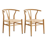 BenyLed Lot de 2 Chaises de Salle à Manger,Chaises en rotin,Chaises avec accoudoirs pour Chambre à Coucher,Salon,Salle de Lecture,Salle à Manger et Cuisine (Couleur Originale du Bois)