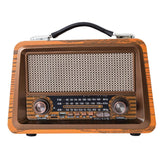 SHABD Portable en Bois RéTro Radio sans Bluetooth Haut-Parleurs HiFi StéRéO AM/FM Lecteur de Radio USB TF AUX MP3, Couleur Acajou