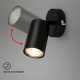 Briloner - Applique réglable pour l'intérieur, douille GU10, max. 9 W, lampe de lecture, lampe de salon et couloir, lampe murale, spot de cuisine, applique murale, noir