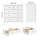 FOREHILL Commode Chambre Commode avec 5 Tiroirs Meuble de Rangement Chambre Adulte Commode Blanche Salon Moderne en Bois 80x40x80cm
