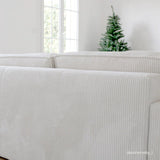 HOMIFAB Canapé d'angle Convertible réversible 5 Places avec Coffre de Rangement en Velours côtelé Beige - Collection Harper, 300 x 84 x 154/101 cm