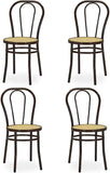 Tomaino - Chaise de cuisine en fer avec assise en paille - Ensemble de chaises de salle à manger Vienne (4, noir)