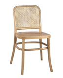 KAYELLES Lot de 2 chaises Design Vintage Bois Massif et rotin Naturel MENO