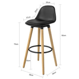 SoBuy® Tabouret de bar FST70-SCH avec assise rembourrée en cuir synthétique et pieds en bois de hêtre