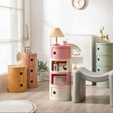 ZUOZHE Componibili 2/3/4 Portes Table d'appoint,Chevet Rond avec Tiroir,Meuble Rond de Rangement Cuisine Petit Espace,Armoire Plastique Rangement Facile à Assembler et à Démonter,Légère et Durable