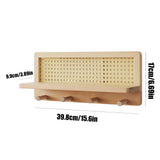 Porte-manteau mural avec étagère - Étagères pour livres d', crochets pour rangement dans le couloir | Fond en bois dur, étagère murale en bois avec crochets, organisateur d'étagère en rotin