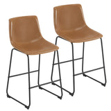 EUGAD Tabouret de Bar en Similicuir, Lot de 2, Siège Rembourré, Chaise Haute Cuisine, avec Dossier, Pieds en Métal, avec Repose-Pieds, Marron, 1071BY-2