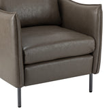 HULALA HOM Fauteuil en Cuir Fauteuil d'appoint Moderne en Similicuir Rembourré Chaises de Salon avec Coussin Mobile pour Salon Bureau Lecture Réception Client Brown